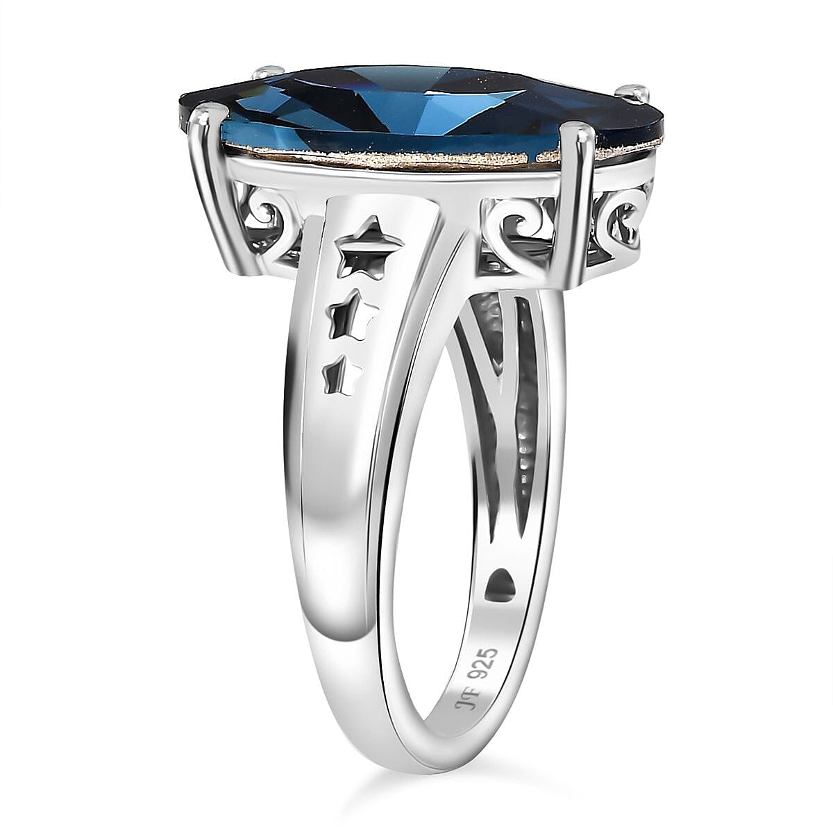 J Francis Montana Crystal by Swarovski Ring in Rhodium Over Sterling Silver (Size 9.0)