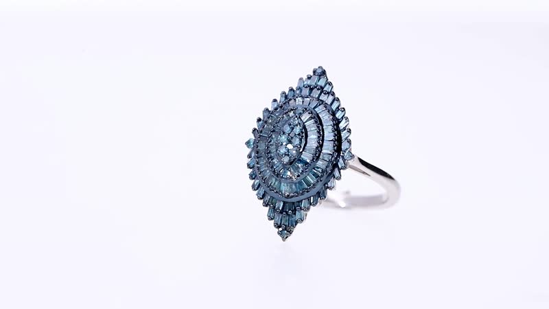 Blue Diamond (IR) Ring in Platinum Over Sterling Silver (Size 10.0) 1.00 ctw