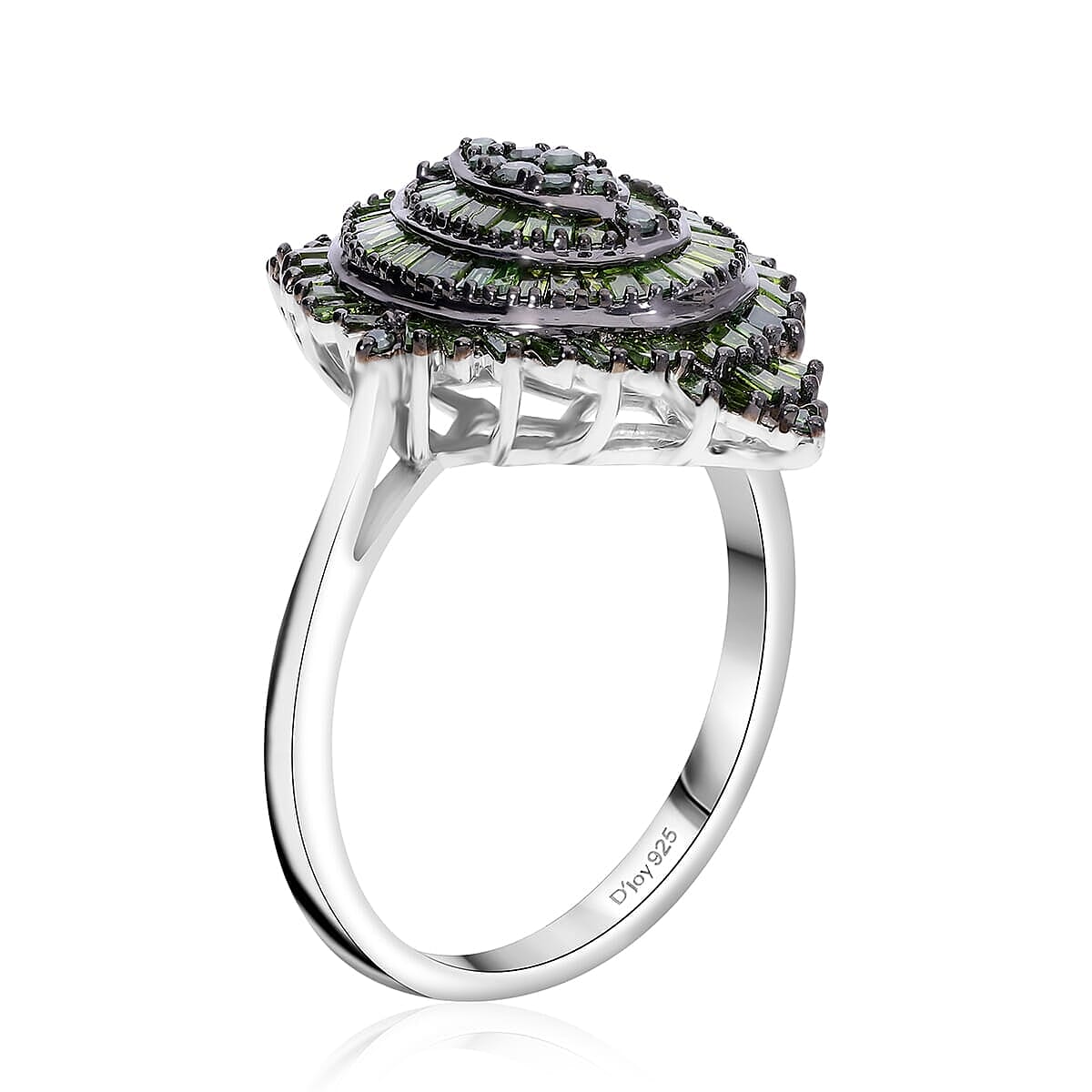 Blue Diamond (IR) Ring in Platinum Over Sterling Silver (Size 10.0) 1.00 ctw image number 1