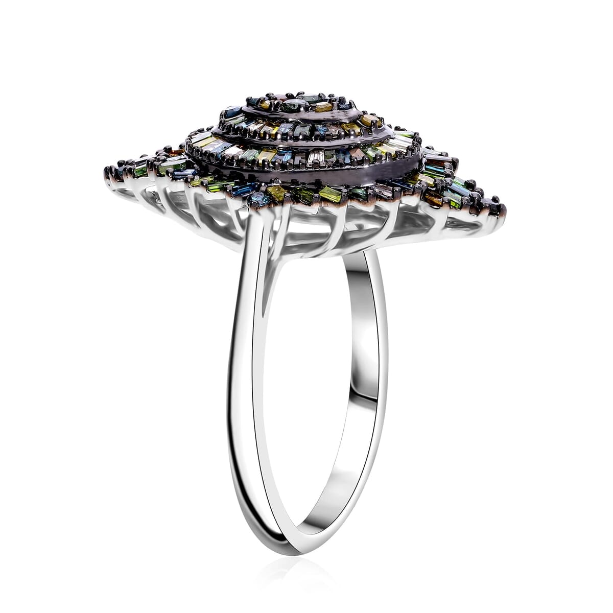 Blue Diamond (IR) Ring in Platinum Over Sterling Silver (Size 10.0) 1.00 ctw image number 1
