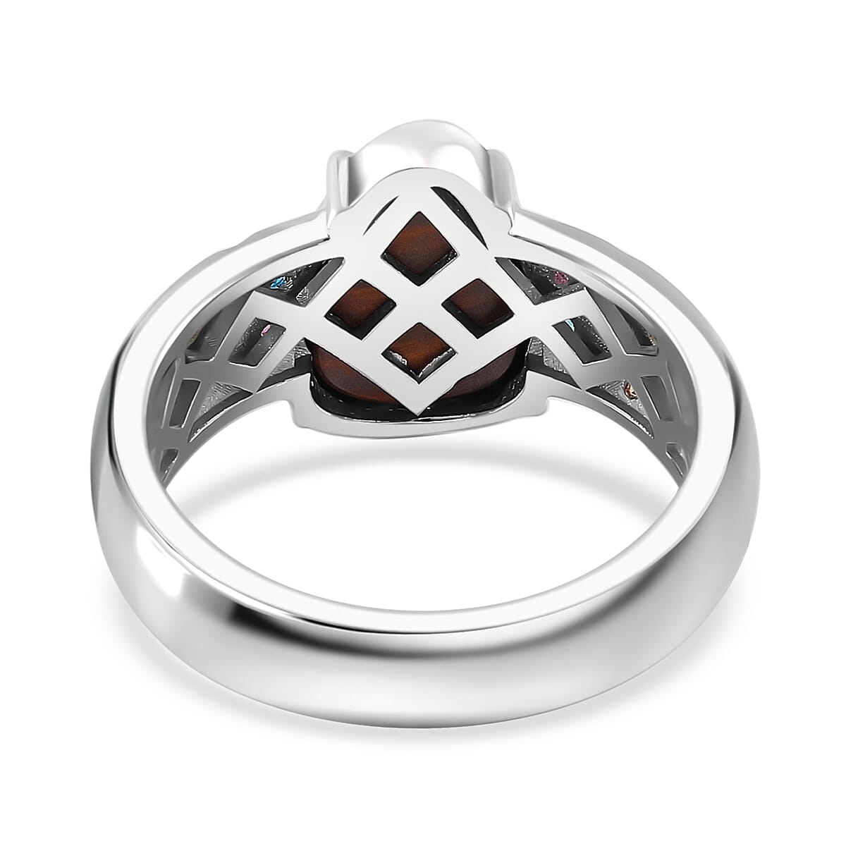 AAA Boulder Opal Doublet and Multi Gemstone 2.85 ctw Celestial Ring in Rhodium Over Sterling Silver (Size 8.0) image number 3