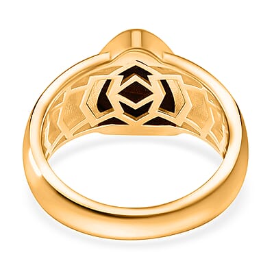 AAA Boulder Opal Doublet and Moissanite 2.65 ctw Men's Ring in 18K Vermeil Yellow Gold Over Sterling Silver (Size 10.0)