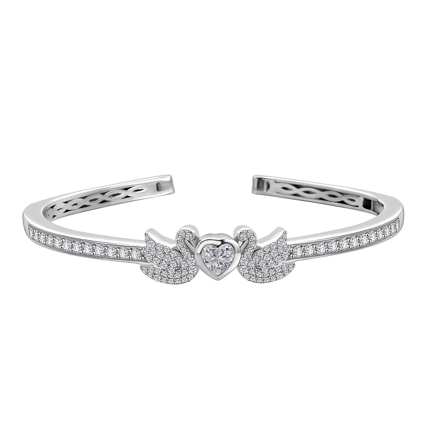 Simulated Diamond 4.48 ctw Bangle Bracelet in Rhodium Over Sterling Silver (7.50 In)