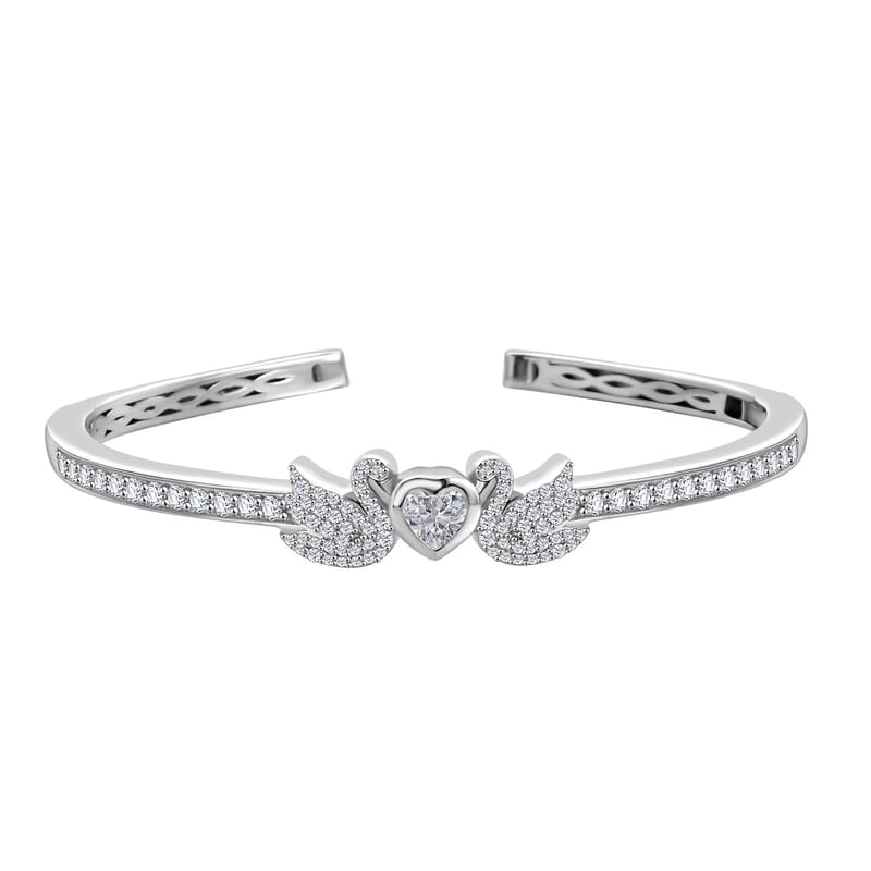 Simulated Diamond 4.48 ctw Bangle Bracelet in Rhodium Over Sterling Silver (7.50 In)