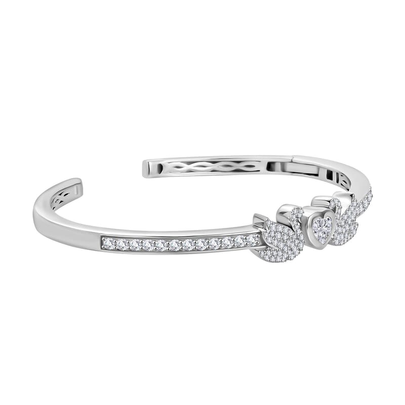 Simulated Diamond 4.48 ctw Bangle Bracelet in Rhodium Over Sterling Silver (7.50 In)