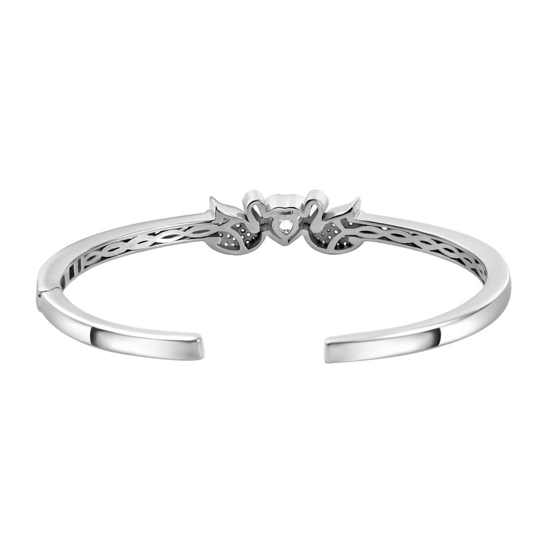Simulated Diamond 4.48 ctw Bangle Bracelet in Rhodium Over Sterling Silver (7.50 In)
