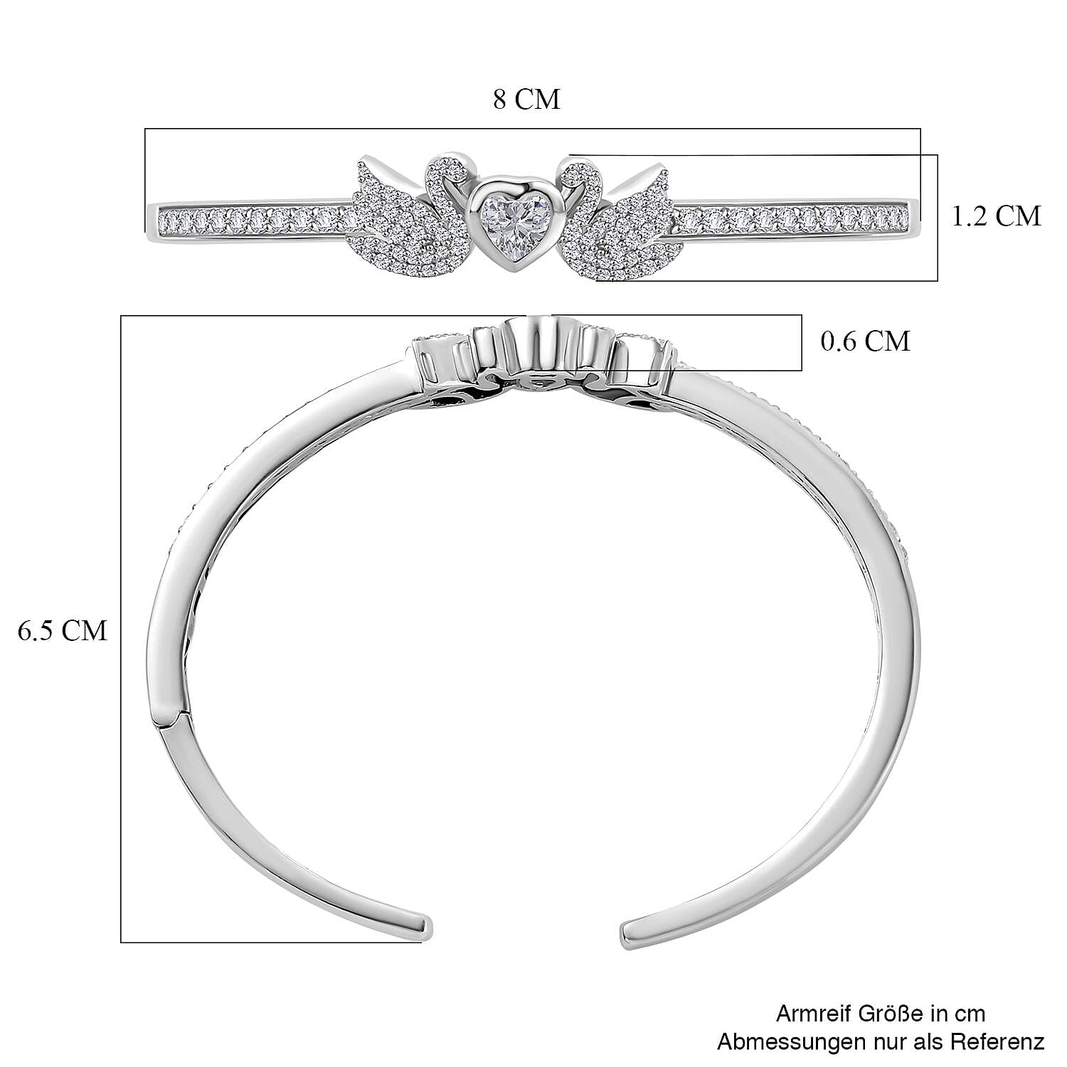 Simulated Diamond 4.48 ctw Bangle Bracelet in Rhodium Over Sterling Silver (7.50 In)