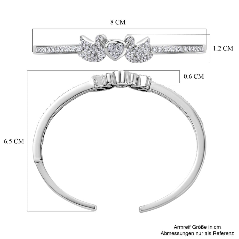 Simulated Diamond 4.48 ctw Bangle Bracelet in Rhodium Over Sterling Silver (7.50 In)