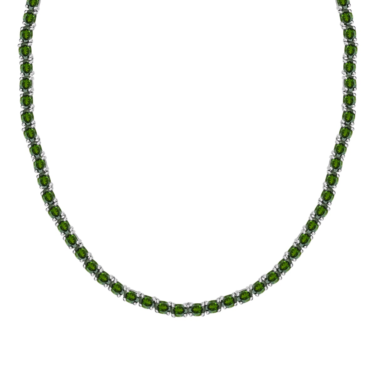 Chrome Diopside 19.75 ctw Necklace in Rhodium Over Sterling Silver 18 Inches image number 0