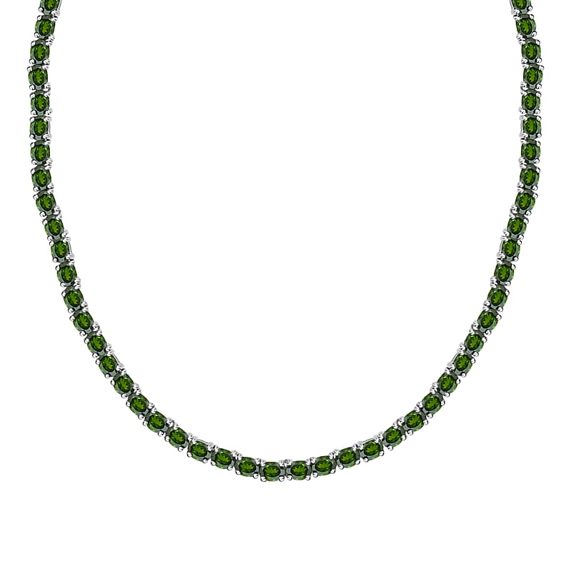 Chrome Diopside 19.75 ctw Necklace in Rhodium Over Sterling Silver 18 Inches