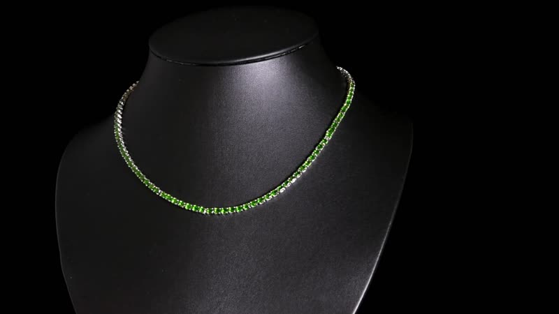Chrome Diopside 19.75 ctw Necklace in Rhodium Over Sterling Silver 18 Inches