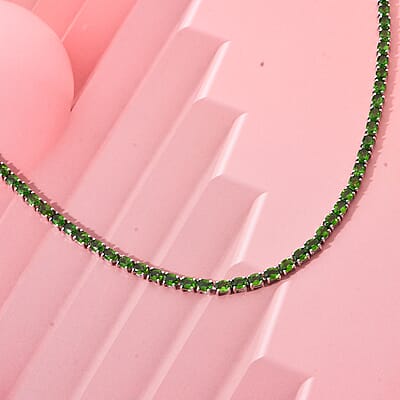 Chrome Diopside 19.75 ctw Necklace in Rhodium Over Sterling Silver 18 Inches