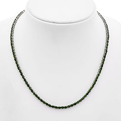 Chrome Diopside 19.75 ctw Necklace in Rhodium Over Sterling Silver 18 Inches
