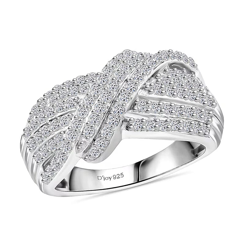 Luxuriant Lab Grown Diamond G VS 1.00 ctw Crossover Ring in Rhodium Over Sterling Silver (Size 10.0)