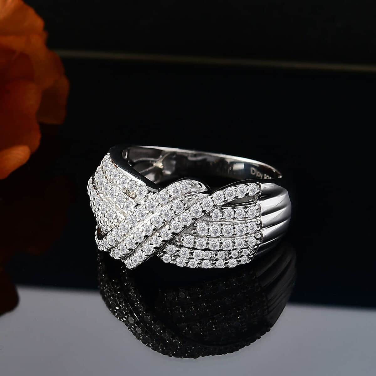 Luxuriant Lab Grown Diamond G VS 1.00 ctw Crossover Ring in Rhodium Over Sterling Silver (Size 10.0) image number 2