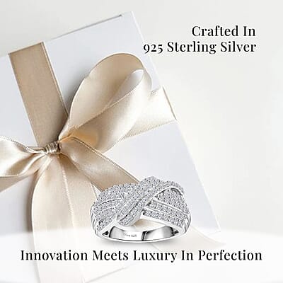 Luxuriant Lab Grown Diamond G VS 1.00 ctw Crossover Ring in Rhodium Over Sterling Silver (Size 10.0)