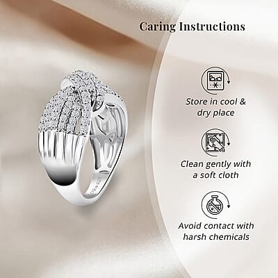 Luxuriant Lab Grown Diamond G VS 1.00 ctw Crossover Ring in Rhodium Over Sterling Silver (Size 10.0)