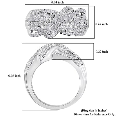 Luxuriant Lab Grown Diamond G VS 1.00 ctw Crossover Ring in Rhodium Over Sterling Silver (Size 10.0)