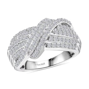 Luxuriant Lab Grown Diamond G VS 1.00 ctw Crossover Ring in Rhodium Over Sterling Silver (Size 6.0)