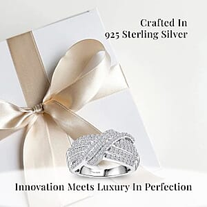 Luxuriant Lab Grown Diamond G VS 1.00 ctw Crossover Ring in Rhodium Over Sterling Silver (Size 6.0)