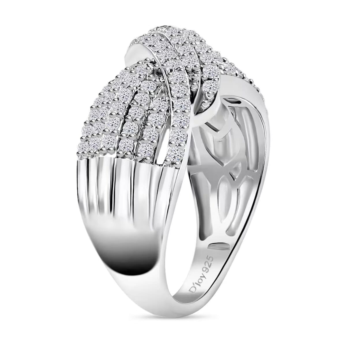 Luxuriant Lab Grown Diamond G VS 1.00 ctw Crossover Ring in Rhodium Over Sterling Silver (Size 6.0) image number 8