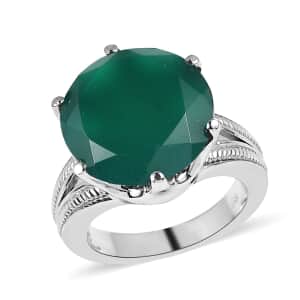 Green Onyx 9.50 ctw Solitaire Ring in Stainless Steel (Size 10.0)