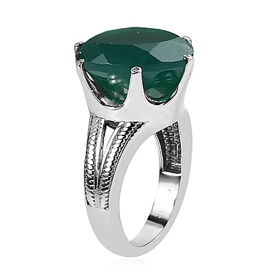 Green Onyx 9.50 ctw Solitaire Ring in Stainless Steel (Size 10.0)