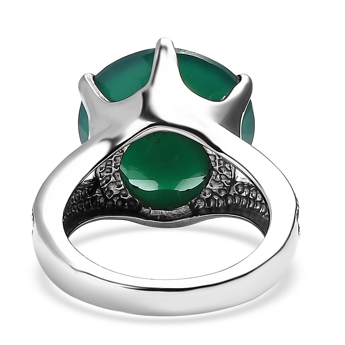 Green Onyx 9.50 ctw Solitaire Ring in Stainless Steel (Size 8.0) image number 4