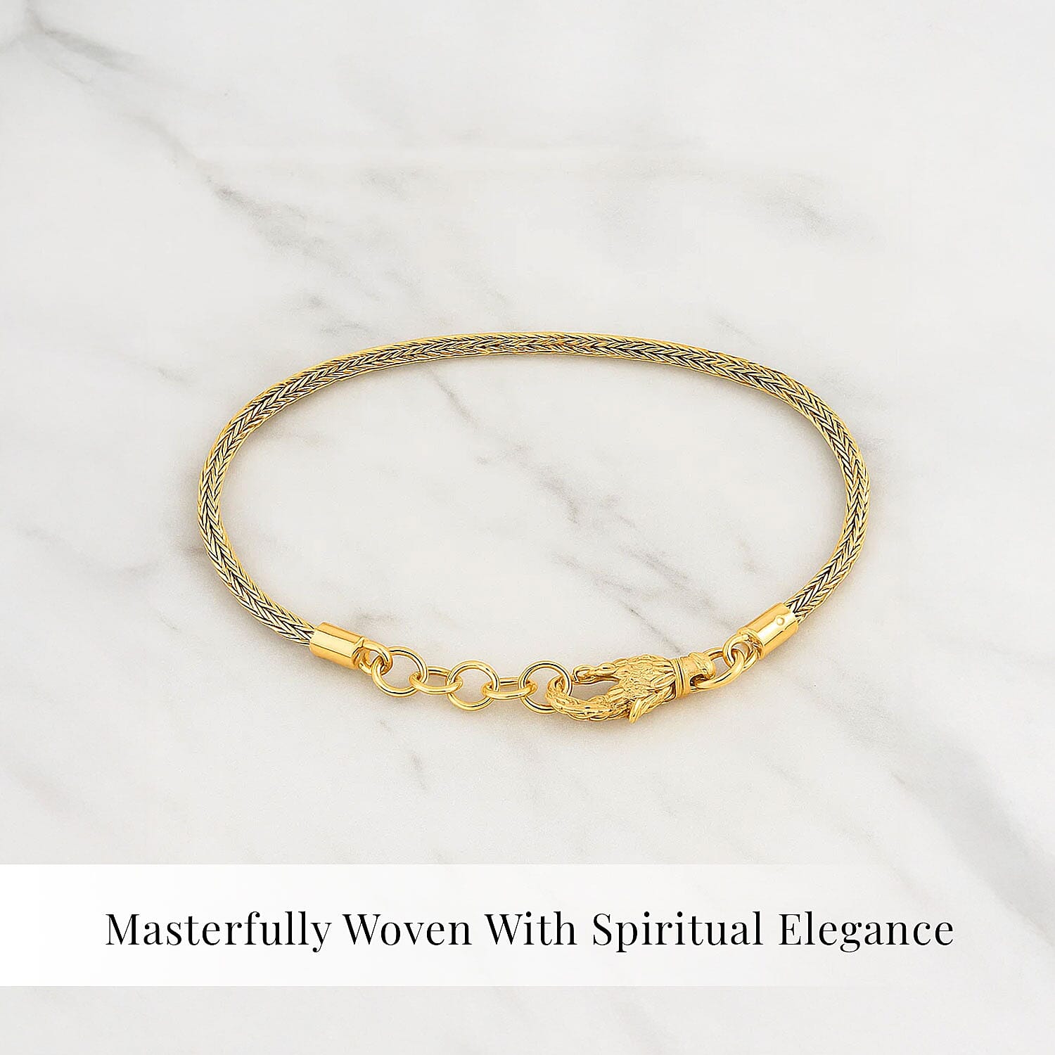 Doorbuster Bali Legacy 22K Vermeil YG Over Sterling Silver Tulang Naga Bracelet (7.25 In) (7.90 g)