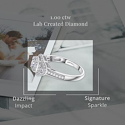 Luxuriant Lab Grown Diamond 1.00 ctw Ring in Rhodium Over Sterling Silver (Size 10.0)