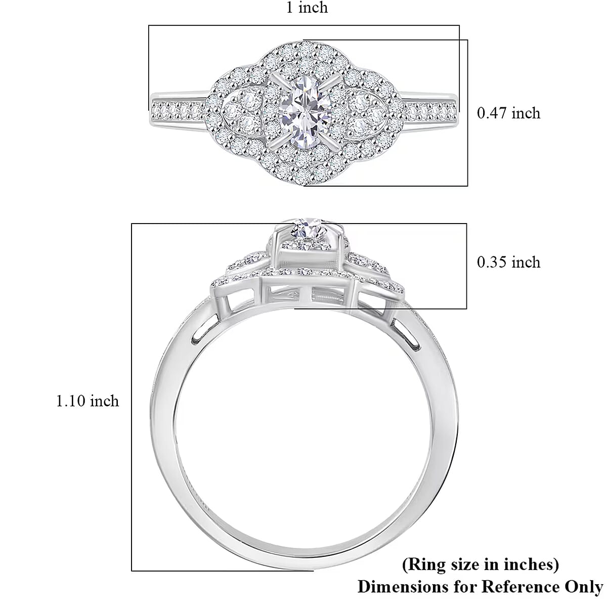 Luxuriant Lab Grown Diamond 1.00 ctw Ring in Rhodium Over Sterling Silver (Size 9.0) image number 7