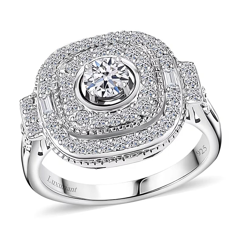 Luxuriant Lab Grown Diamond Ring in Rhodium Over Sterling Silver (Size 7.0) 1.00 ctw