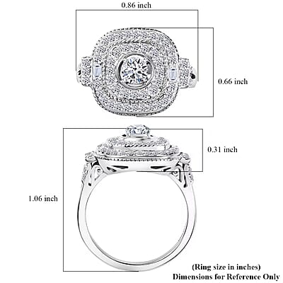 Luxuriant Lab Grown Diamond Ring in Rhodium Over Sterling Silver (Size 7.0) 1.00 ctw