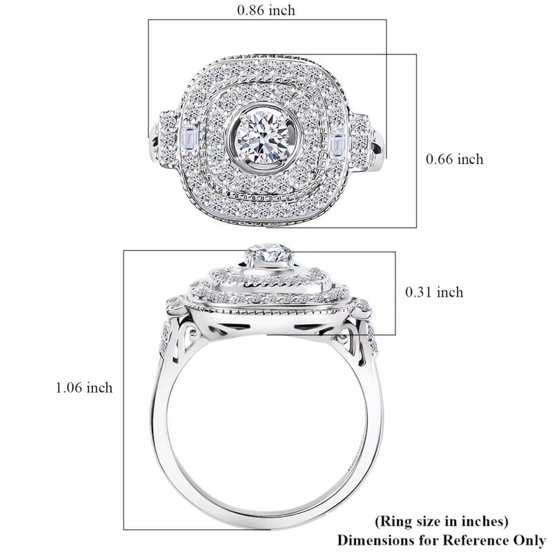 Luxuriant Lab Grown Diamond Ring in Rhodium Over Sterling Silver (Size 7.0) 1.00 ctw