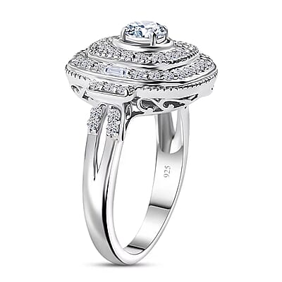 Luxuriant Lab Grown Diamond Ring in Rhodium Over Sterling Silver (Size 7.0) 1.00 ctw