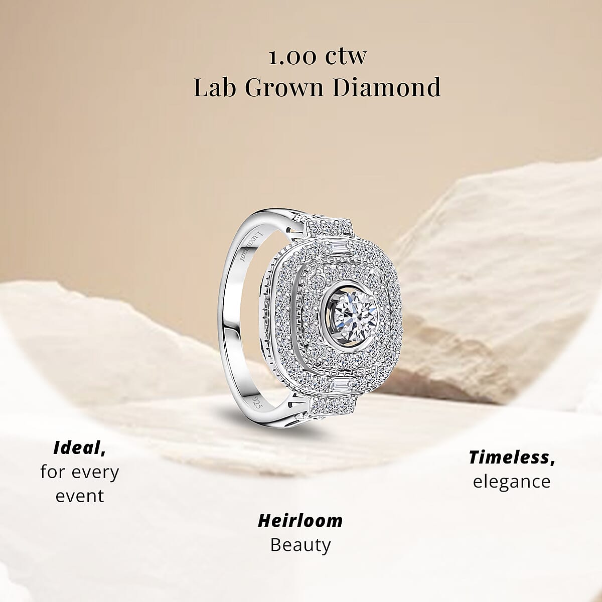 Luxuriant Lab Grown Diamond 1.00 ctw Ring in Rhodium Over Sterling Silver (Size 7.0) image number 4