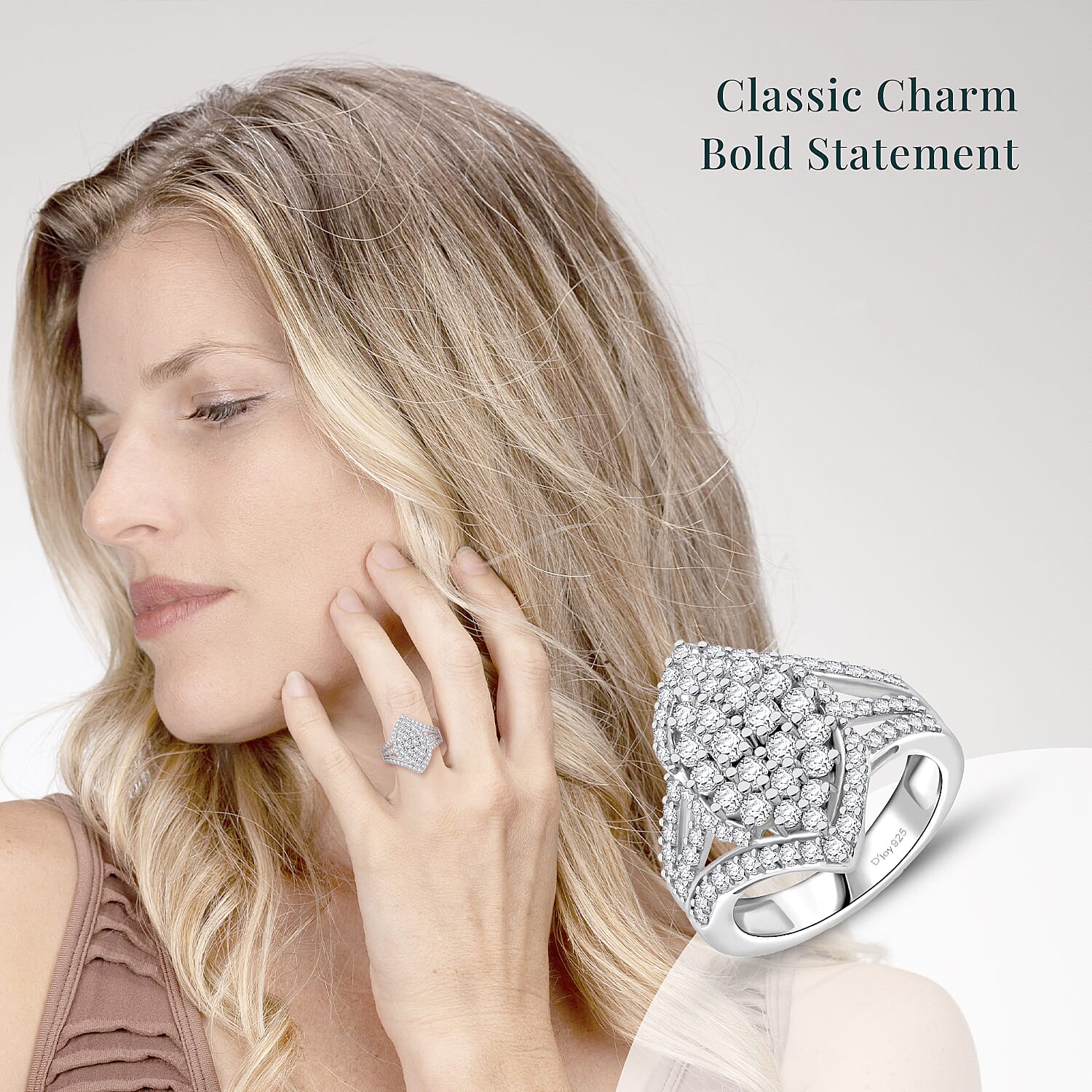 Luxuriant Lab Grown Diamond G VS 2.00 ctw Cluster Ring in Rhodium Over Sterling Silver (Size 10.0)