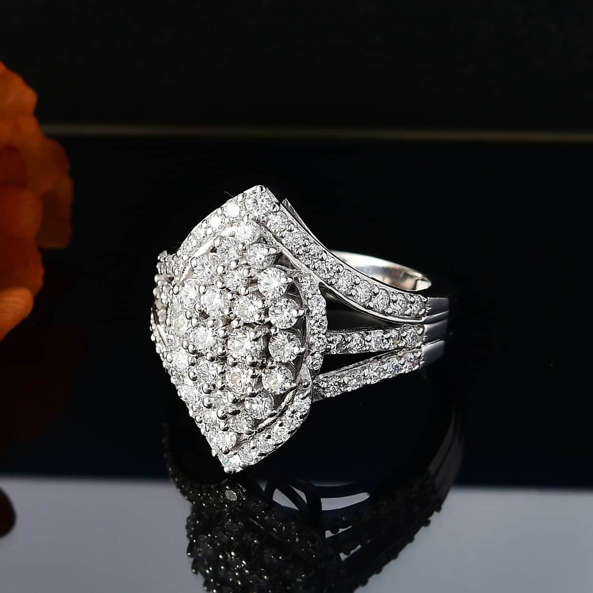 Luxuriant Lab Grown Diamond (G, VS) Ring in Rhodium Over Sterling Silver (Size 10.0) 2.00 ctw image number 2