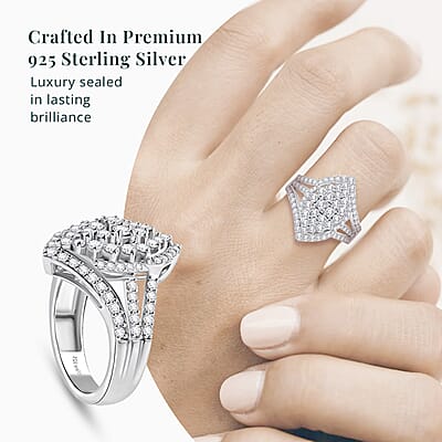 Luxuriant Lab Grown Diamond G VS 2.00 ctw Cluster Ring in Rhodium Over Sterling Silver (Size 10.0)