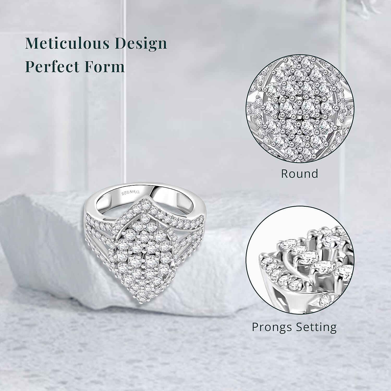 Luxuriant Lab Grown Diamond G VS 2.00 ctw Cluster Ring in Rhodium Over Sterling Silver (Size 10.0)