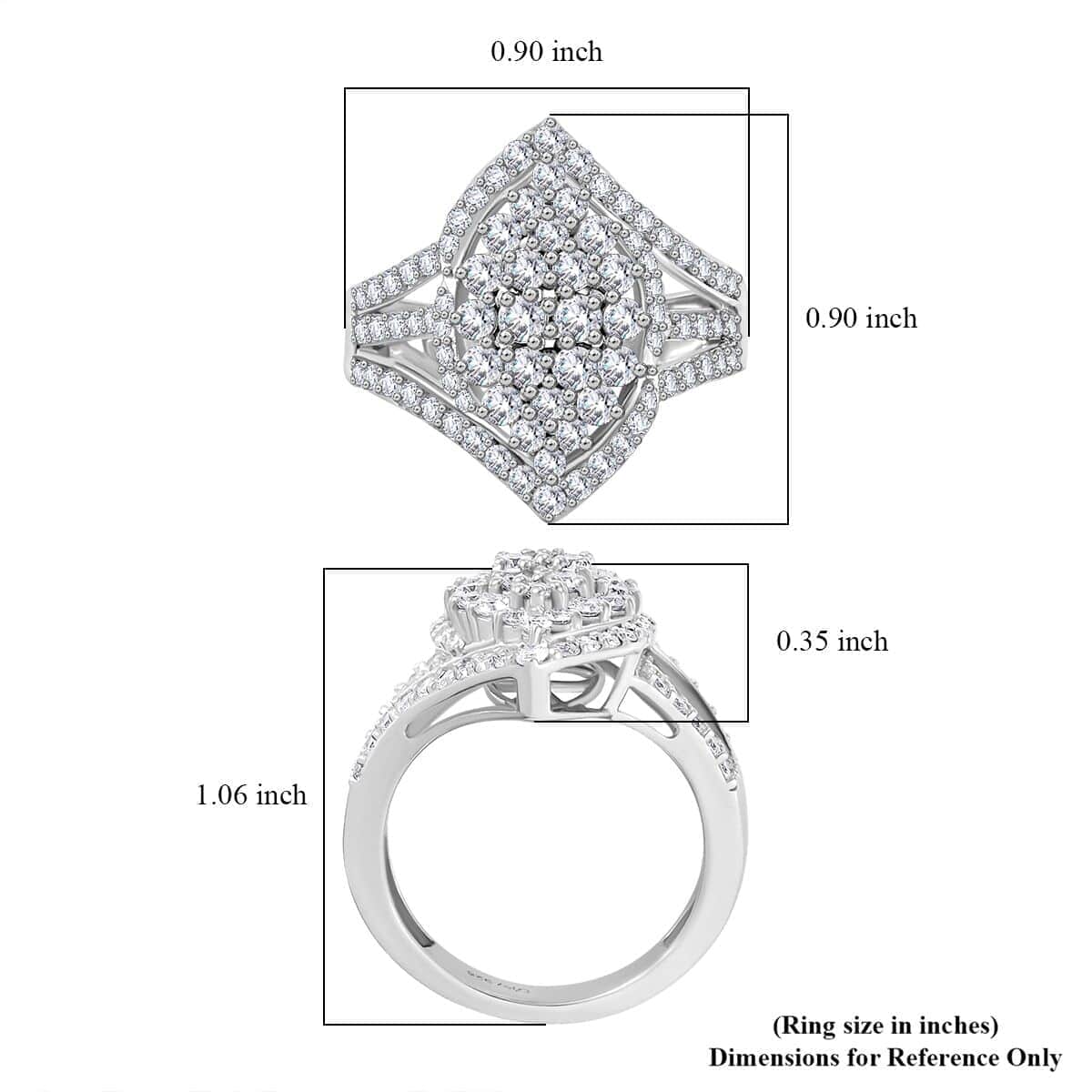 Luxuriant Lab Grown Diamond (G, VS) Ring in Rhodium Over Sterling Silver (Size 10.0) 2.00 ctw image number 6