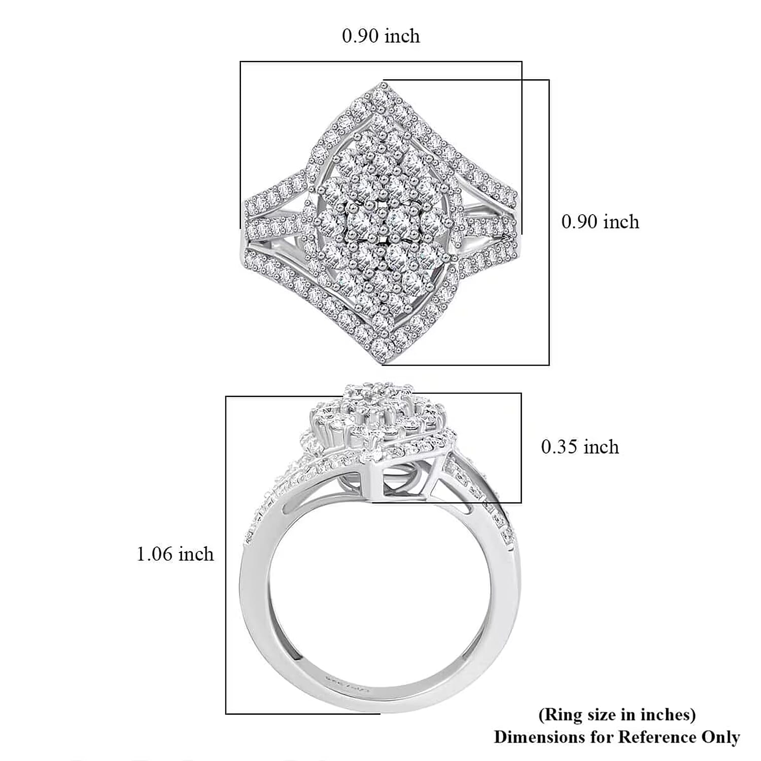 Luxuriant Lab Grown Diamond G VS 2.00 ctw Cluster Ring in Rhodium Over Sterling Silver (Size 10.0)