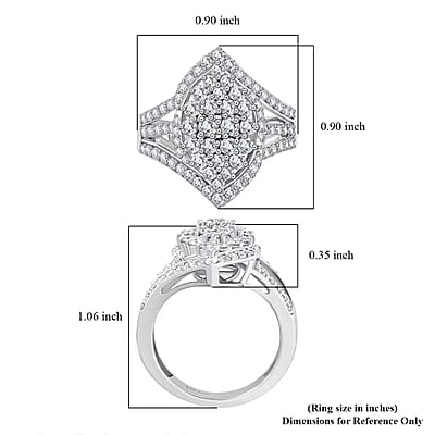 Luxuriant Lab Grown Diamond G VS 2.00 ctw Cluster Ring in Rhodium Over Sterling Silver (Size 10.0)