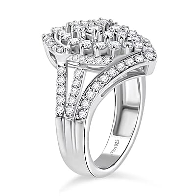 Luxuriant Lab Grown Diamond G VS 2.00 ctw Cluster Ring in Rhodium Over Sterling Silver (Size 10.0)