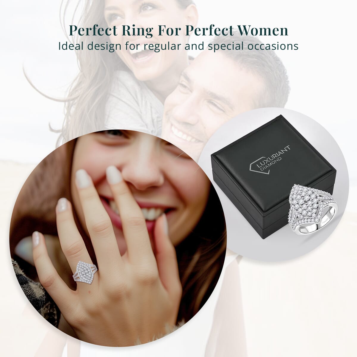 Luxuriant Lab Grown Diamond G VS 2.00 ctw Cluster Ring in Rhodium Over Sterling Silver (Size 6.0) image number 6