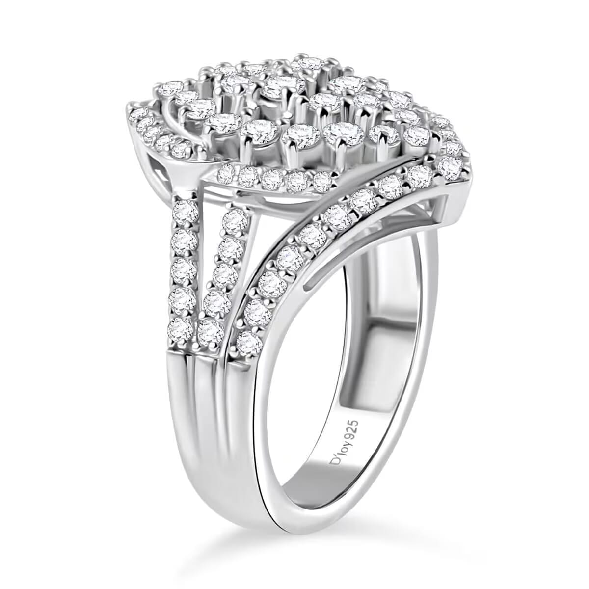 Luxuriant Lab Grown Diamond G VS 2.00 ctw Cluster Ring in Rhodium Over Sterling Silver (Size 6.0) image number 8