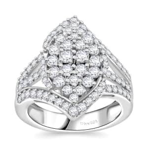 Luxuriant Lab Grown Diamond G VS 2.00 ctw Cluster Ring in Rhodium Over Sterling Silver (Size 7.0)