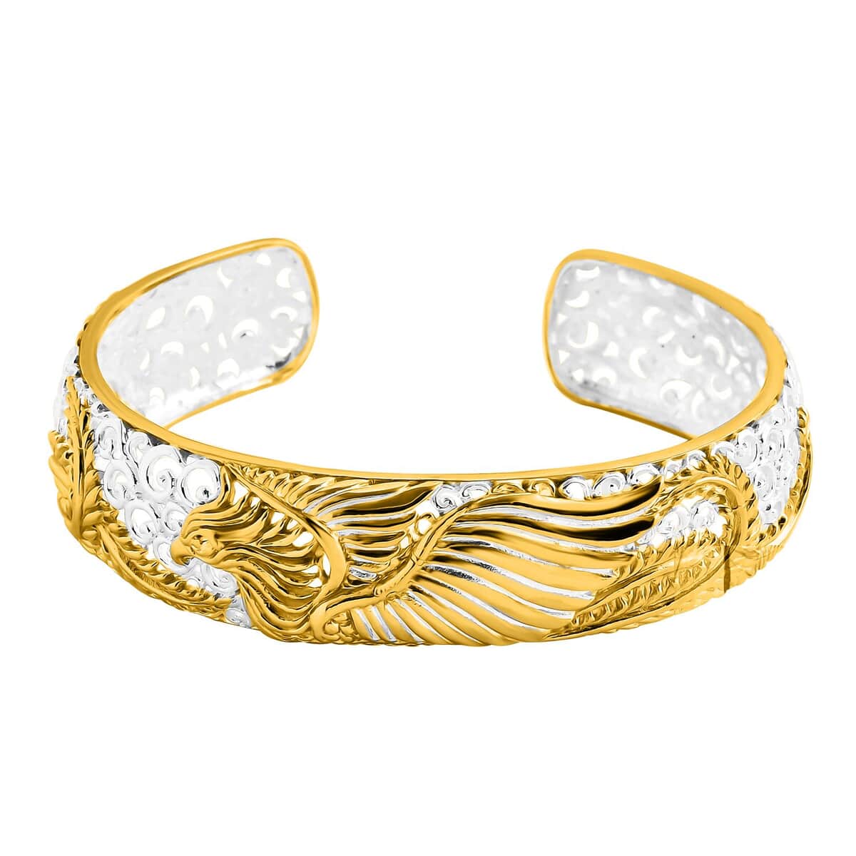 Bali Legacy Phoenix Cuff Bracelet in 22K Vermeil YG Over and Sterling Silver (7.25 In) 30.60 Grams image number 0