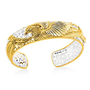 Bali Legacy Phoenix Cuff Bracelet in 22K Vermeil YG Over and Sterling Silver (7.25 In) 30.60 Grams