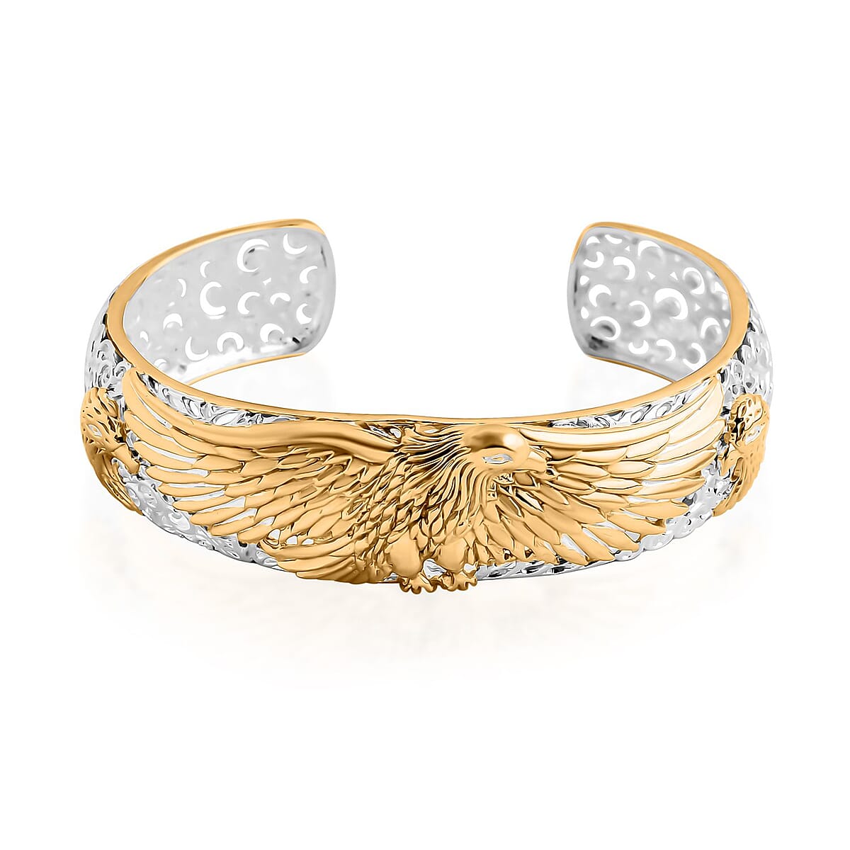 Bali Legacy Eagle Cuff Bracelet in 22K Vermeil YG Over and Sterling Silver (7.25 In) 32.75 Grams image number 0